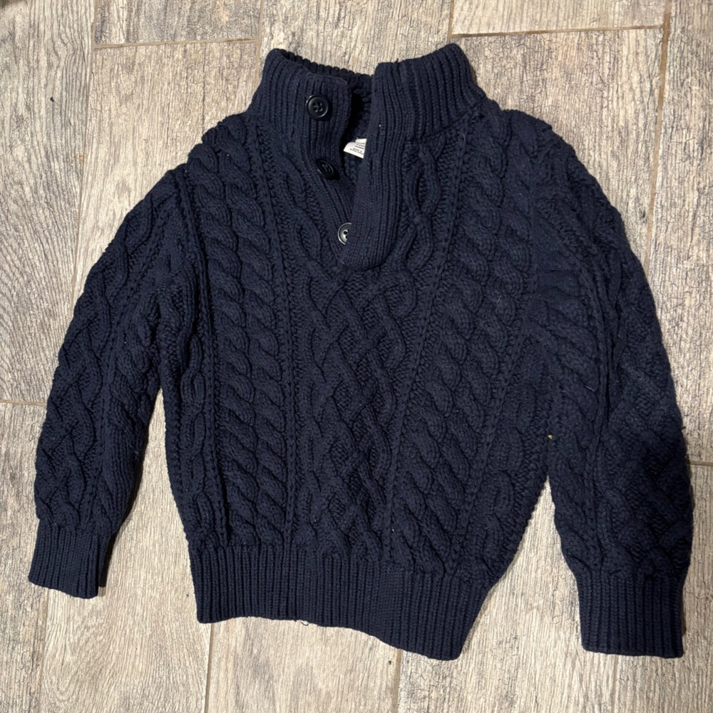 GAP Boy’s Dark Blue Cable Knit Crewneck Sweater
